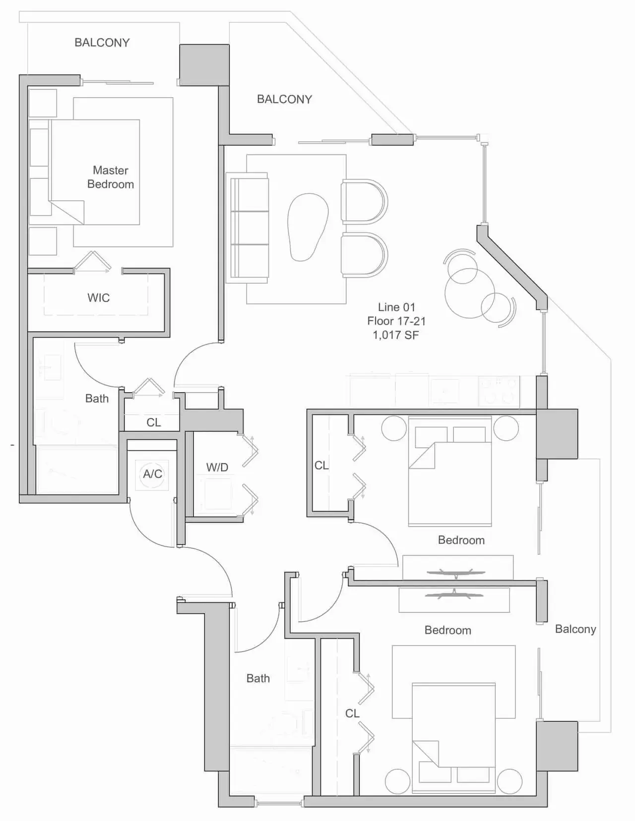 Line 01 floor plan at Season One Brickell
